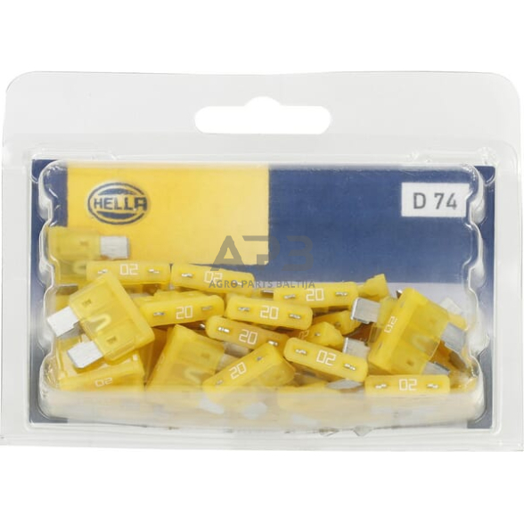 Automobilio saugiklis standartinis 32V, 20A, 18.6mm 50x Hella 8JS711688002 4 Automobilio saugiklis standartinis 32V, 20A, 18.6mm 50x Hella 8JS711688002 4