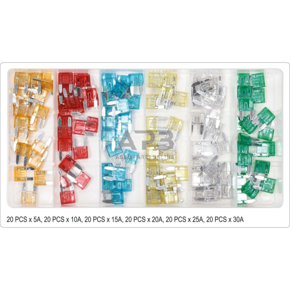 Automobilių saugiklių rinkinys 120vnt MINI 1 Automobilių saugiklių rinkinys 120vnt MINI 1