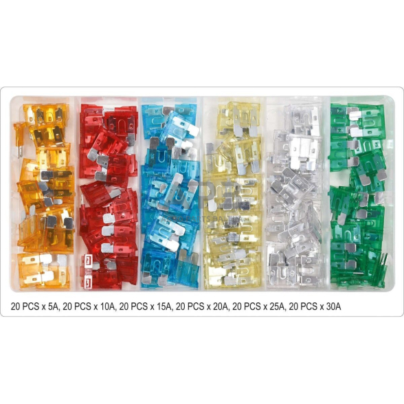 Automobilių saugiklių rinkinys (120vnt) STANDART 1 Automobilių saugiklių rinkinys (120vnt) STANDART 1