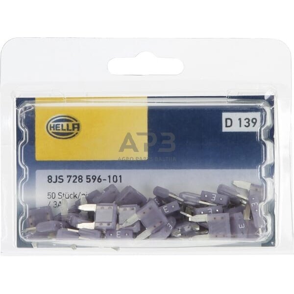 Automobilio saugiklis Mini 3A, 10.9mm 50x Hella 8JS728596101 4 Automobilio saugiklis Mini 3A, 10.9mm 50x Hella 8JS728596101 4