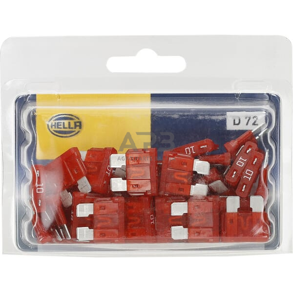Automobilio saugiklis standartinis 32V, 10A, 18.6mm 50x Hella 8JS711686002 4 Automobilio saugiklis standartinis 32V, 10A, 18.6mm 50x Hella 8JS711686002 4