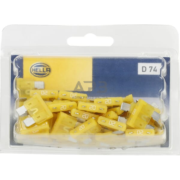 Automobilio saugiklis standartinis 32V, 20A, 18.6mm 50x Hella 8JS711688002 4 Automobilio saugiklis standartinis 32V, 20A, 18.6mm 50x Hella 8JS711688002 4