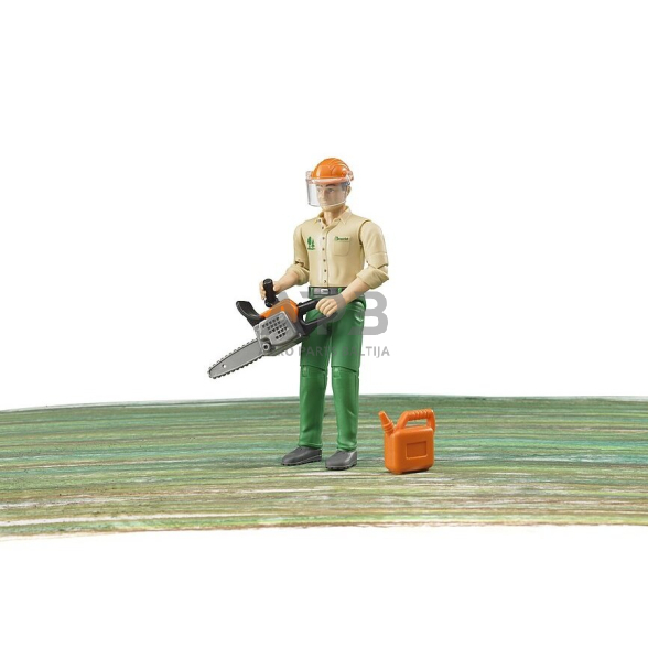 Bruder miško darbuotojo figurėlė su priedais, 60030 1 Bruder miško darbuotojo figurėlė su priedais, 60030 1