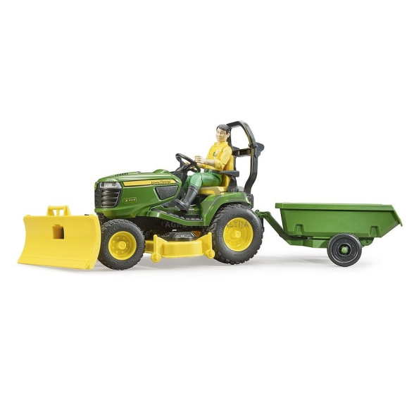 Bruder John Deere vejos žoliapjovė su figūrėle ir priekaba, 62104 Bruder John Deere vejos žoliapjovė su figūrėle ir priekaba, 62104