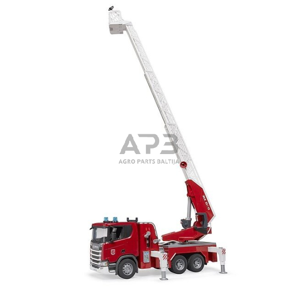 Bruder ugniagesių automobilis su pasukamomis kopėčiomis Scania Super 560R, 03591 1 Bruder ugniagesių automobilis su pasukamomis kopėčiomis Scania Super 560R, 03591 1