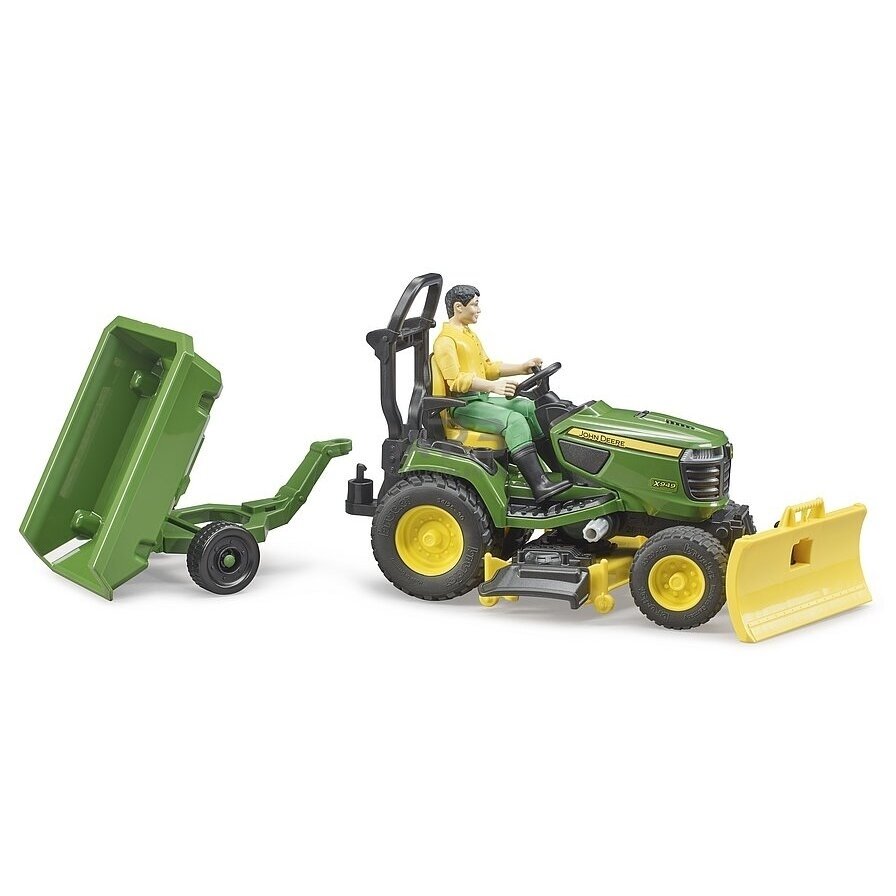 Bruder John Deere vejos žoliapjovė su figūrėle ir priekaba, 62104 1 Bruder John Deere vejos žoliapjovė su figūrėle ir priekaba, 62104 1