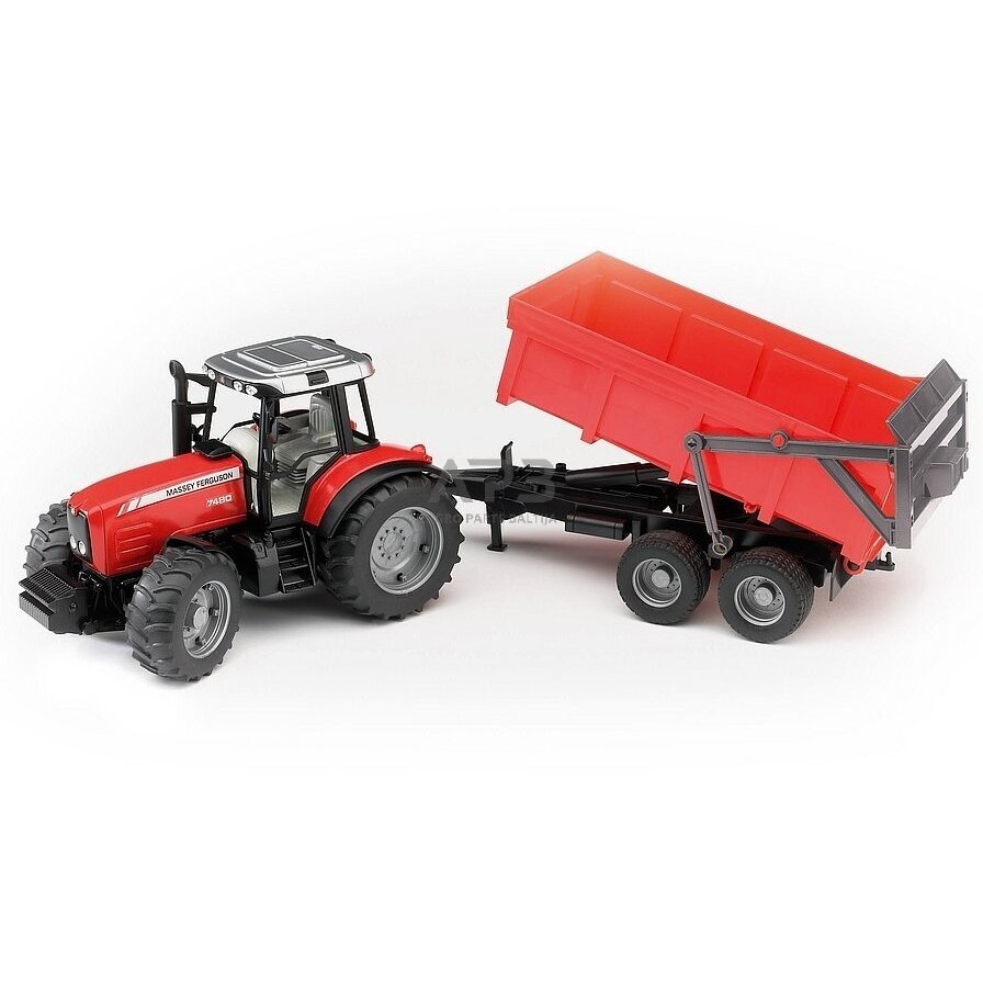 Bruder traktorius Massey Ferguson 7480 su apverčiama talpykla 02045 Bruder traktorius Massey Ferguson 7480 su apverčiama talpykla 02045