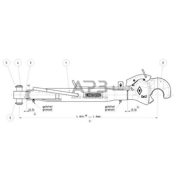 Centrinė traukė toplink 400,00 mm – 792,00 mm M36 Walterscheid 200191 1