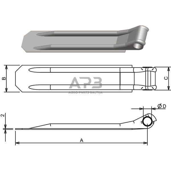 Cinkuotas Priekabos vyris 730051KR 1 Cinkuotas Priekabos vyris 730051KR 1