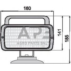 Darbo žibintas stačiakampis Halogen, 12/24V, 160x90x185mm, Ajba 1400150060