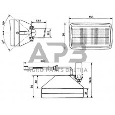 Darbo žibintas stačiakampis Halogen, 55W, 12V, Cobo 05334000