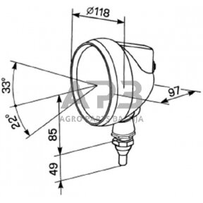 Darbo žibintas apvalus 55/70W, 12/24V, 144mm, Cobo 05155000