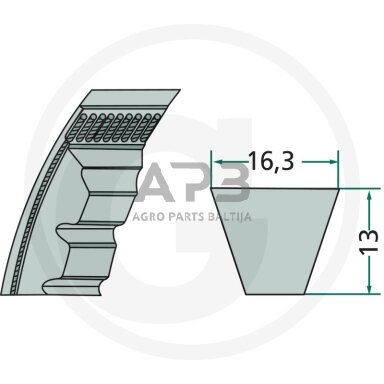 Dantytas diržas XPB 16,3x1280mm Li, 16,3x1362mm La