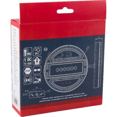 Daugiafunkcinis galinis žibintas LED, apvalus, 12-24V, Ø 140mm, LA40011 3 Daugiafunkcinis galinis žibintas LED, apvalus, 12-24V, Ø 140mm, LA40011 3
