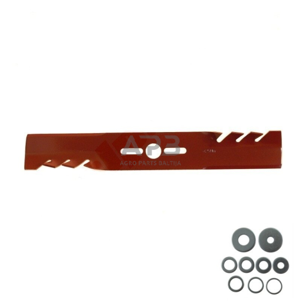 Mulčiuojantis dantytas peilis universalus 451 mm, centrinė skylė 25,4 mm Mulčiuojantis dantytas peilis universalus 451 mm, centrinė skylė 25,4 mm