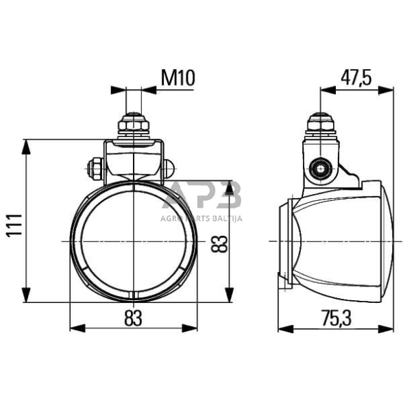 Darbo žibintas apvalus Halogen, 55/70W, 12/24V, 83x75.3x111mm, Hella 1G0996176111 3