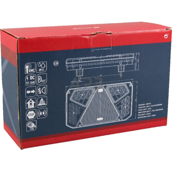 Daugiafunkcinis galinis žibintas dešininis LED, stačiakampis, 12-24V, 242x134x36.5mm, 7 kontaktų, LA40006 5 Daugiafunkcinis galinis žibintas dešininis LED, stačiakampis, 12-24V, 242x134x36.5mm, 7 kontaktų, LA40006 5