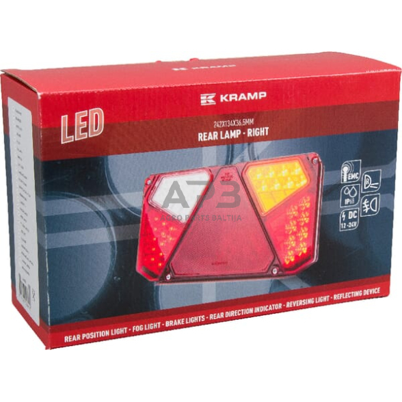 Daugiafunkcinis galinis žibintas dešininis LED, stačiakampis, 12-24V, 242x134x36.5mm, LA40005 3 Daugiafunkcinis galinis žibintas dešininis LED, stačiakampis, 12-24V, 242x134x36.5mm, LA40005 3