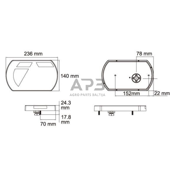 Daugiafunkcinis galinis žibintas kairinis LED, 12V, 236x140x24.3mm, 5 kontaktų, L26060P5LH1 3 Daugiafunkcinis galinis žibintas kairinis LED, 12V, 236x140x24.3mm, 5 kontaktų, L26060P5LH1 3