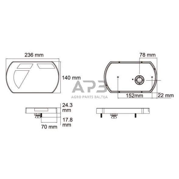 Daugiafunkcinis galinis žibintas kairinis LED, 12V, 236x140x24.3mm, 6 kontaktų, L26060P6LH1 3 Daugiafunkcinis galinis žibintas kairinis LED, 12V, 236x140x24.3mm, 6 kontaktų, L26060P6LH1 3