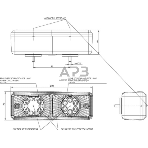 Daugiafunkcinis galinis žibintas LED, stačiakampis, 12-24V, 200x70x60mm, 5 kontaktų LA40016 6 Daugiafunkcinis galinis žibintas LED, stačiakampis, 12-24V, 200x70x60mm, 5 kontaktų LA40016 6