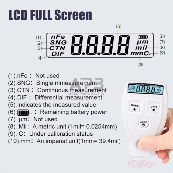 Dažų storio matuoklis 0-2mm 2 Dažų storio matuoklis 0-2mm 2