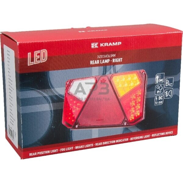 Daugiafunkcinis galinis žibintas dešininis LED, stačiakampis, 12-24V, 242x134x36.5mm, LA40005 3 Daugiafunkcinis galinis žibintas dešininis LED, stačiakampis, 12-24V, 242x134x36.5mm, LA40005 3