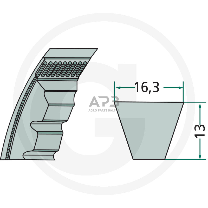Dantytas diržas XPB 16,3x1740mm Li, 16,3x1822mm La 1
