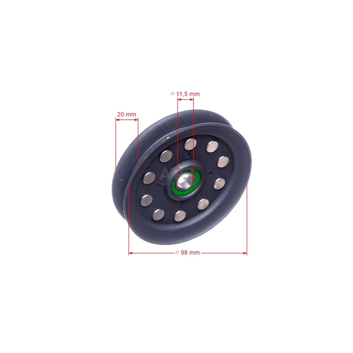 Diržo skriemulys su guoliu AL-KO 98,00 x 12,00 x 21,00 mm 464454, 464459, 514716, T 13-102 SP-H, T 14-102 HDE Edition, T 15-102 HD, T 15-102 HDS, T 15-102 HDE-K, T 16-102 HD, T 18-102 HD, T 20-102 HD 2