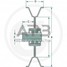 Diržo skriemulys su guoliu universalus 50,80 x 77,80 x 12,70 x 15,90 x 9,50 mm