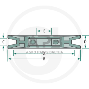 Diržo skriemulys su guoliu universalus 44,50 x 73,00 x 12,70 x 19,05 x 16,90 mm