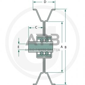 Diržo skriemulys su guoliu universalus 54,00 x 79,40 x 12,70 x 9,50 x 9,50 mm