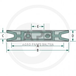 Diržo skriemulys su guoliu universalus 65,50 x 88,50 x 12,70 x 17,50 x 16,90 mm