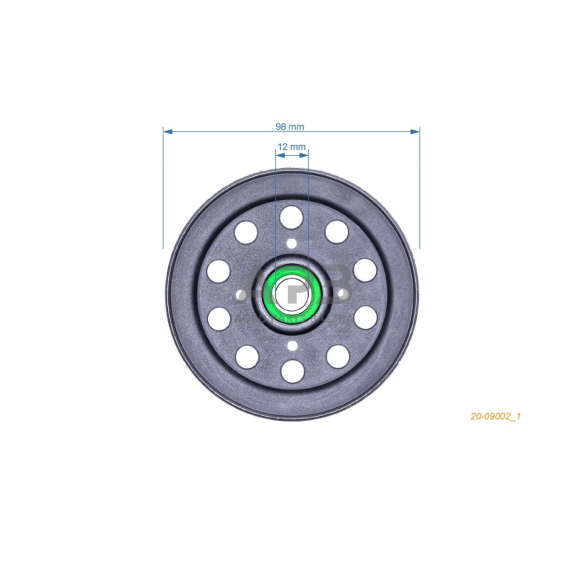 Diržo skriemulys su guoliu AL-KO 98,00 x 12,00 x 21,00 mm 464454, 464459, 514716, T 13-102 SP-H, T 14-102 HDE Edition, T 15-102 HD, T 15-102 HDS, T 15-102 HDE-K, T 16-102 HD, T 18-102 HD, T 20-102 HD 3