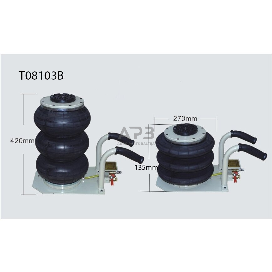 Domkratas 3t pneumatinis su 3 pagalvėmis ir trumpomis rankenomis 2