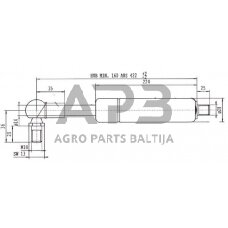 Dujinis amortizatorius L422mm 1900N Stabilus CA0267RJ