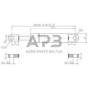 Dujinis amortizatorius L225mm 75N Stabilus CA105244