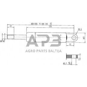 Dujinis amortizatorius L242mm 100N Stabilus CA049271