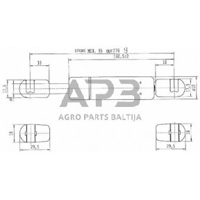 Dujinis amortizatorius L276mm 200N Stabilus CA592366