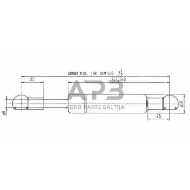 Dujinis amortizatorius L502mm 230N Stabilus CA079499 Dujinis amortizatorius L502mm 230N Stabilus CA079499