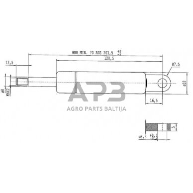 Dujinis amortizatorius L215mm 180N Stabilus CA288616 1