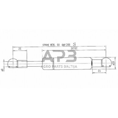 Dujinis amortizatorius L248mm 350N Stabilus CA551244 2