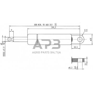 Dujinis amortizatorius L257mm 280N Stabilus CA052507 1