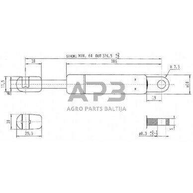 Dujinis amortizatorius L326.5mm 110N Stabilus CA641200 1