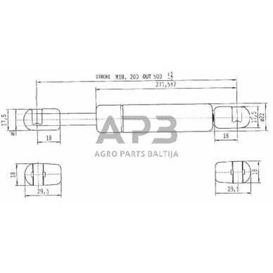 Dujinis amortizatorius L500mm 150N Stabilus CA592285 2