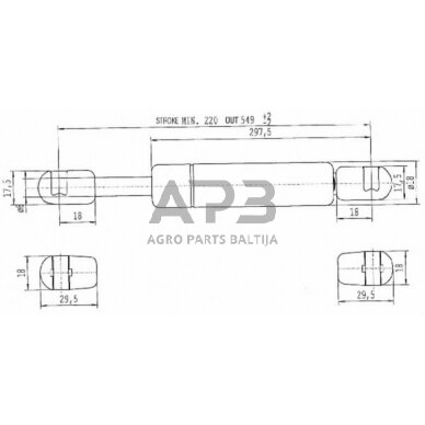 Dujinis amortizatorius L549mm 180N Stabilus CA858595 1