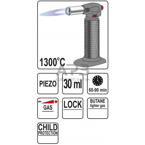 Dujinis degiklis su pjezo uždegimu 1300°C 1 Dujinis degiklis su pjezo uždegimu 1300°C 1