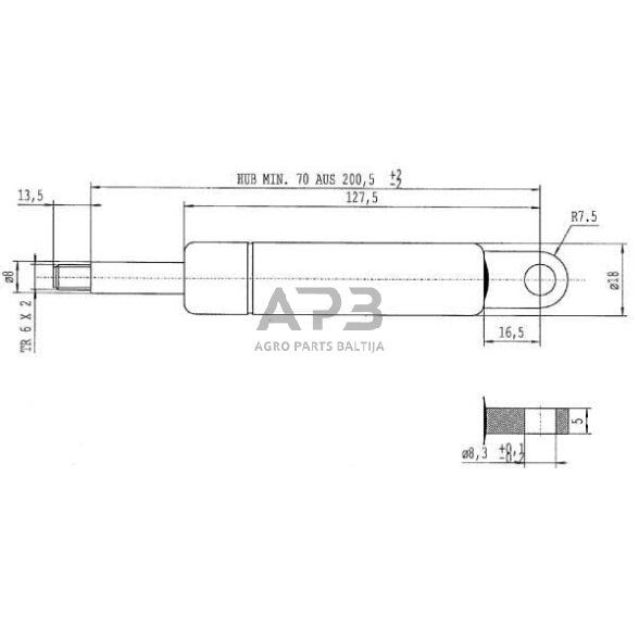Dujinis amortizatorius L214mm 220N Stabilus CA377171 1