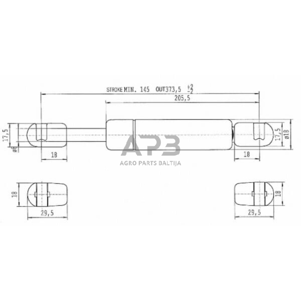 Dujinis amortizatorius L373.5mm 160N Stabilus CA256986 2 Dujinis amortizatorius L373.5mm 160N Stabilus CA256986 2