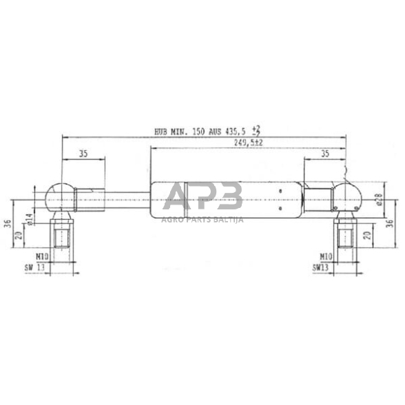 Dujinis amortizatorius L435.5mm 1900N Stabilus CA2364LZ 2 Dujinis amortizatorius L435.5mm 1900N Stabilus CA2364LZ 2